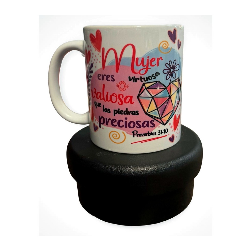 Taza Mujer Virtuosa con Diseno Floral