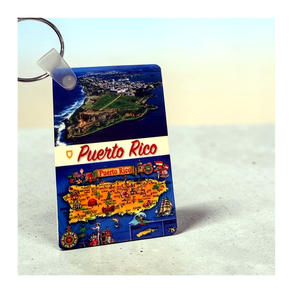 Llavero Souvenir Puerto Rico con Mapa